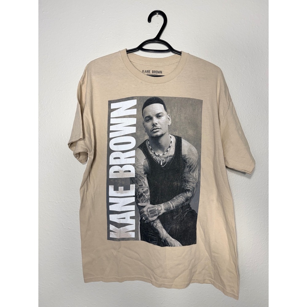 Kane Brown Graphic T-Shirt Mens Large Tan Country Music Concert T 2023 RN122069